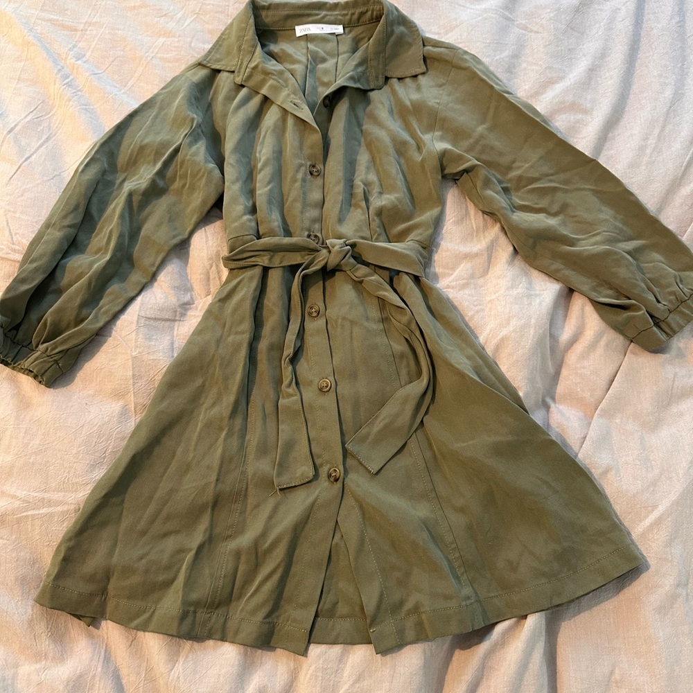 Zara girls Olive Green Button-Up Dress (NEW)